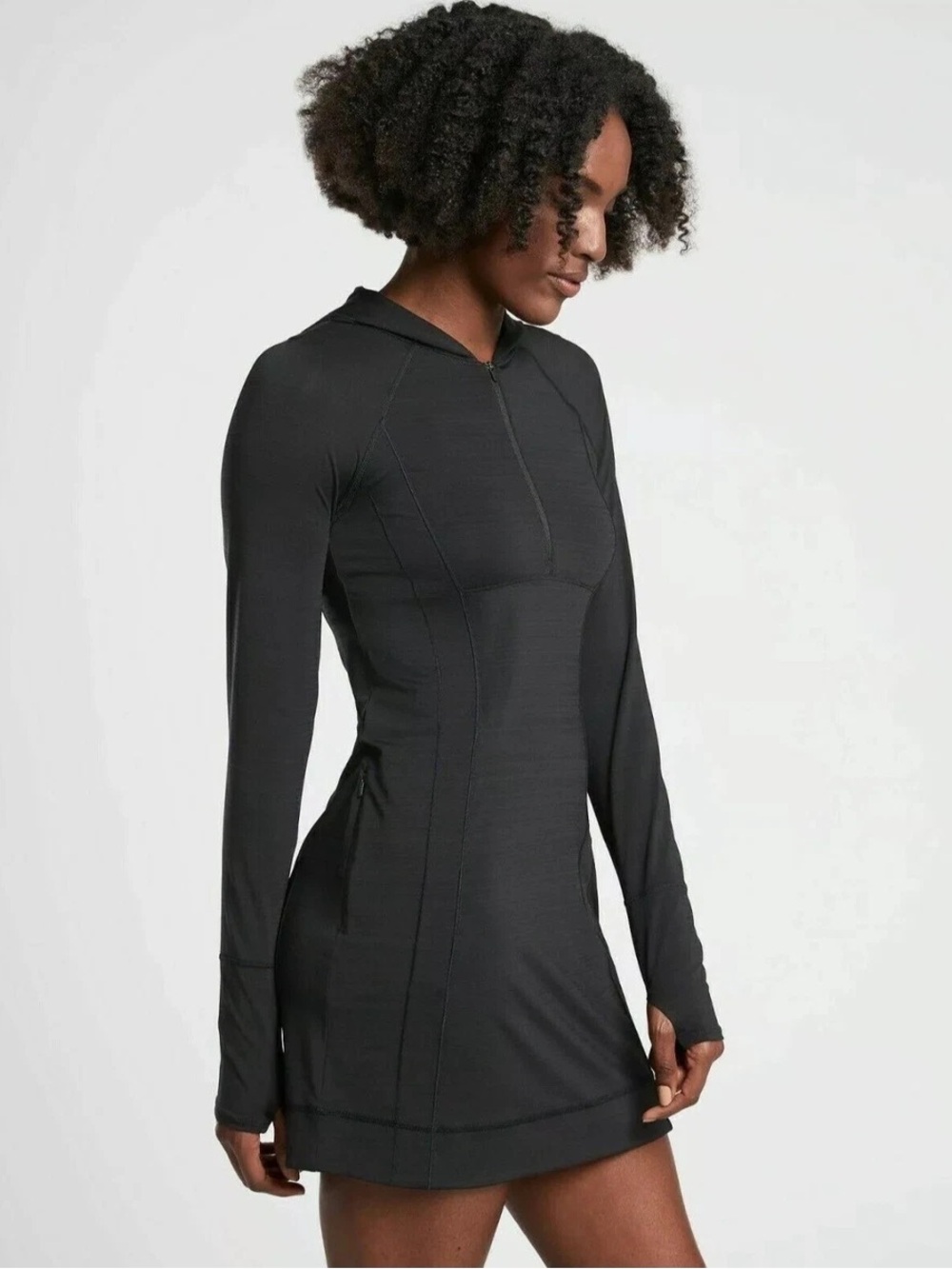 Athleta Black Long Sleeve Swim Coverup/Athletic Dress